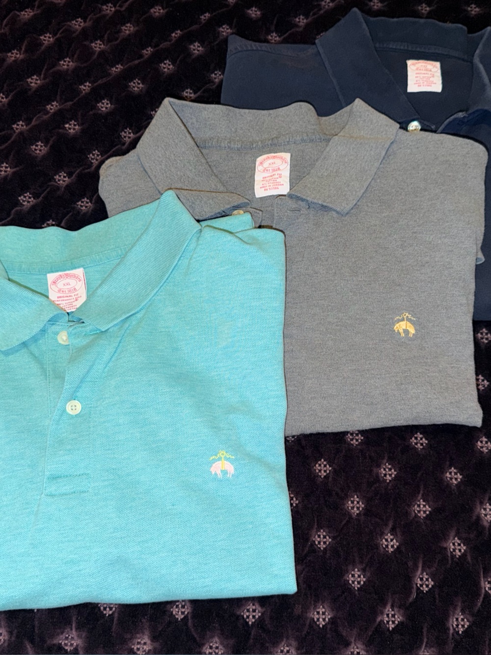 Brooks Brothers Original Fit Polos - gray, navy and green